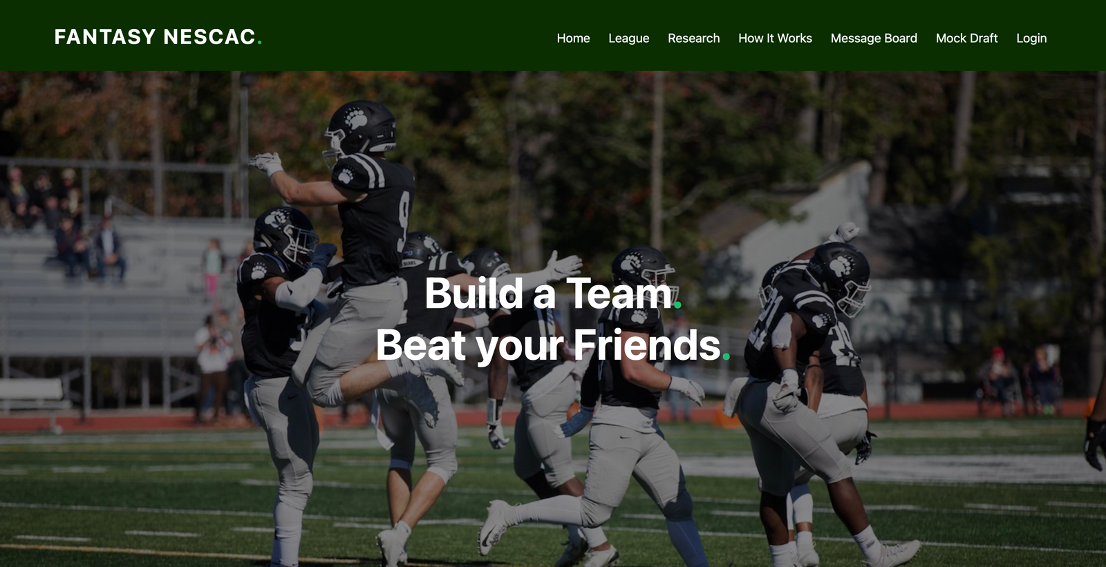 Fantasy NESCAC platform screenshot